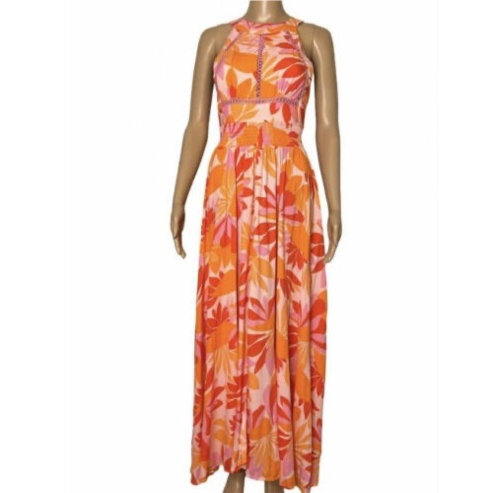 ABEL THE LABEL | ANTHROPOLOGIE Maxi Floral Open Back Dress sz. Large